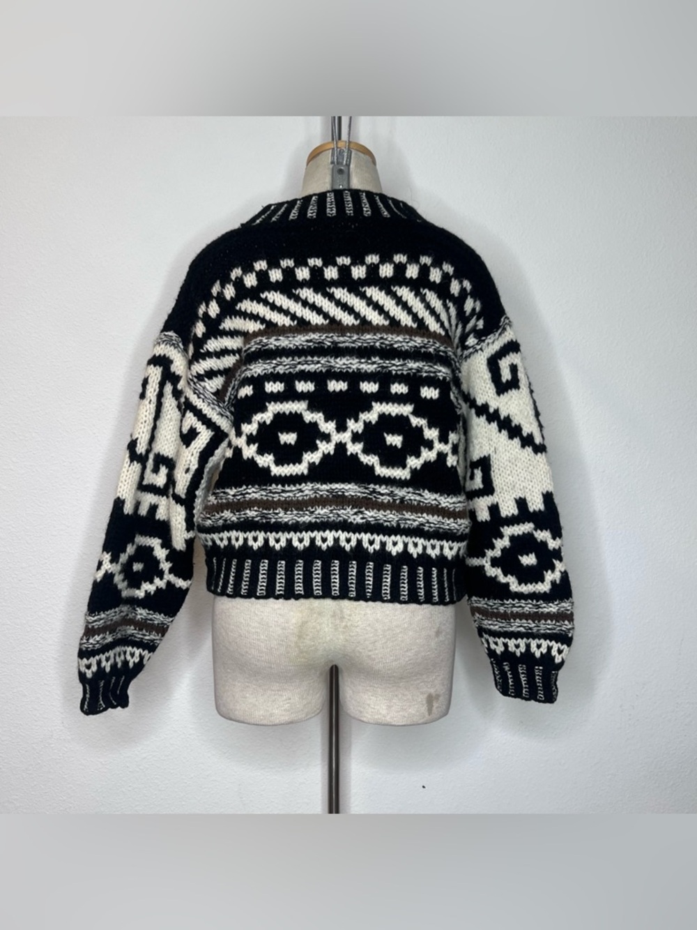 Esprit Sport Vintage 80’s Wool Tribal Geometric Chunky Sweater - Picture 2 of 3
